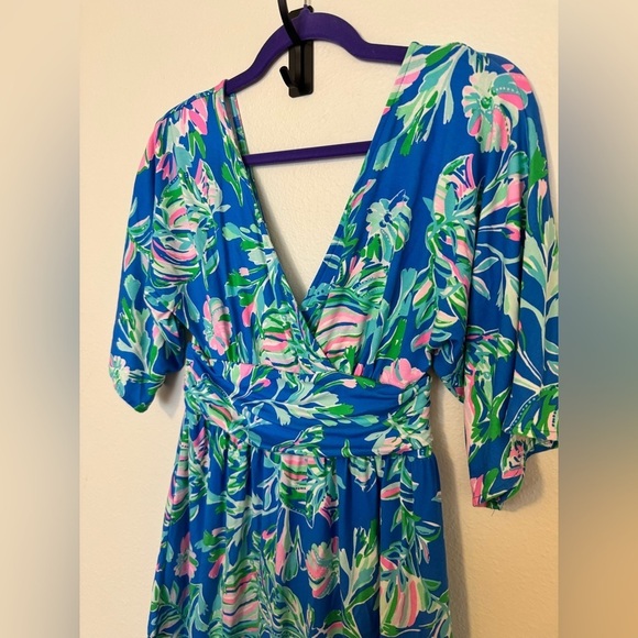 Lilly Pulitzer Parigi Floral Skort Romper Blue Fancy Fins Small Stretch EUC - Picture 4 of 9